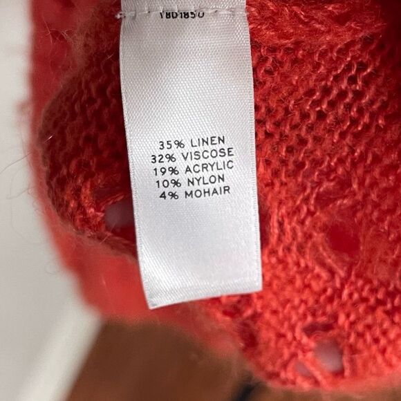 Trouvé Orange oversized linen mohair blend eyelet sweater size small - Picture 4 of 6
